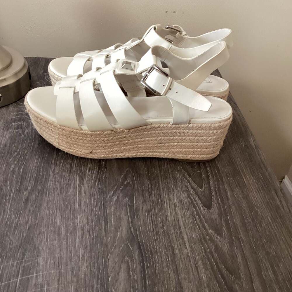 Marc Fisher White Gladiator Espadrille Platform Sandals Size 10M - Thumbnail 5
