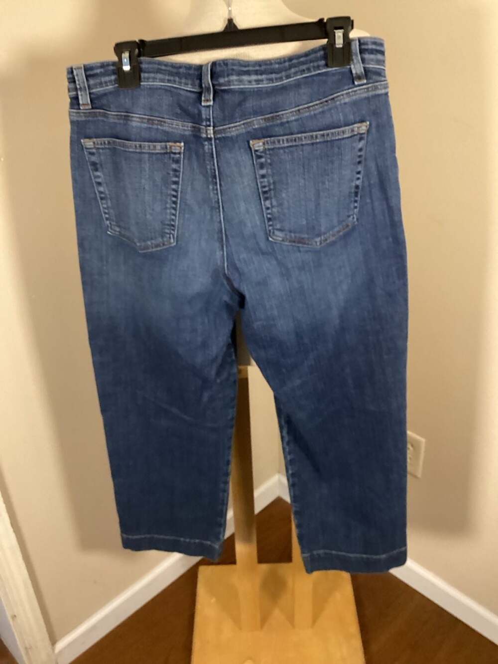 Eileen Fisher Blue Stretch Denim Straight Leg Crop Jeans Size 10 - Thumbnail 2