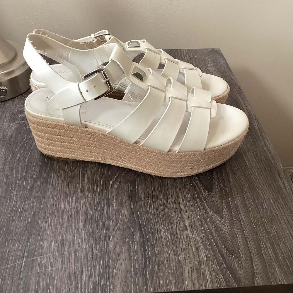 Marc Fisher White Gladiator Espadrille Platform Sandals Size 10M - Thumbnail 2