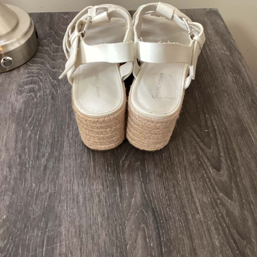 Marc Fisher White Gladiator Espadrille Platform Sandals Size 10M - Thumbnail 3