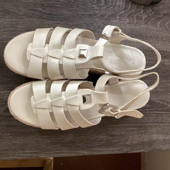 Marc Fisher White Gladiator Espadrille Platform Sandals Size 10M - Thumbnail 9