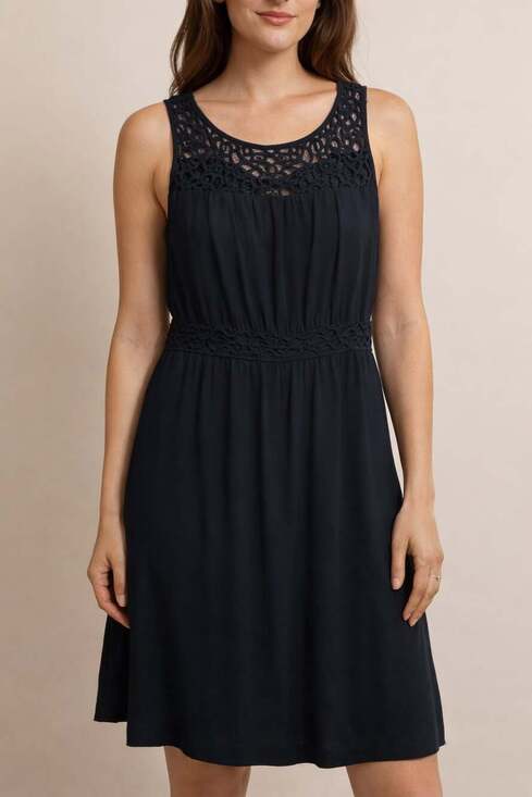 HD in Paris Anthropologie Black Lace-Yoke Sleeveless Dress - Thumbnail 5