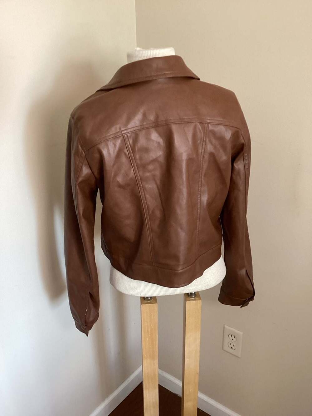Bagatelle Collection Brown Faux Leather Trucker Jacket Size M - Thumbnail 2