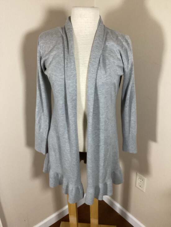 Vila Milano Gray Ruffle Hem Open Front Cardigan Size M - Thumbnail 4