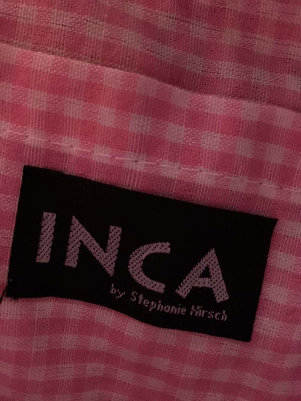 INCA by Stephanie Hirsch Woven Straw Tote Bag with Pink Gingham Lining - Thumbnail 3