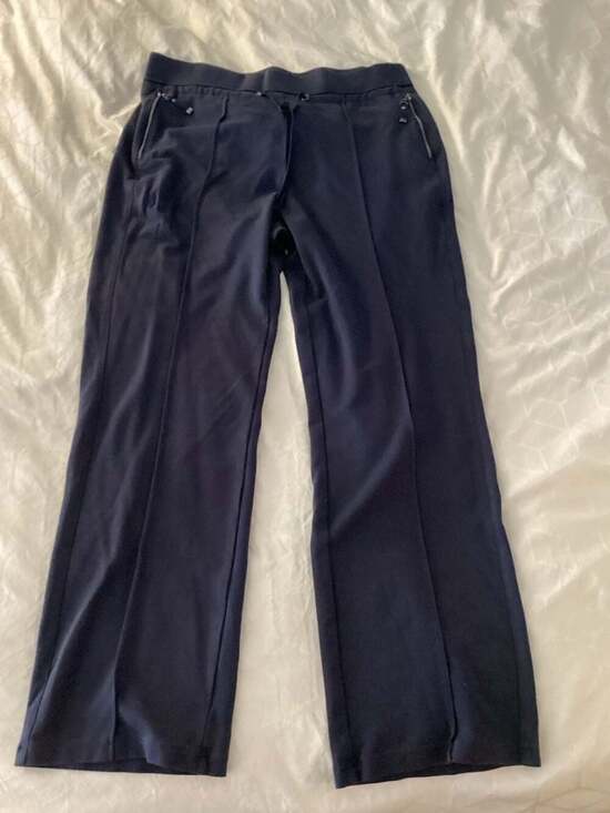 Olsen Mona Straight Leg Jersey Pants with Pintuck Detail and Zip Pockets - Thumbnail 5