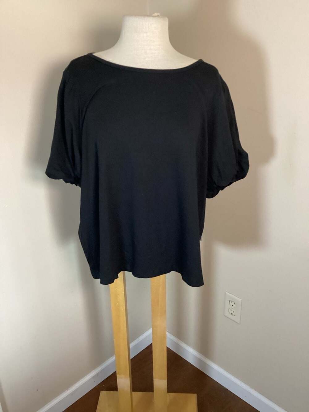 Rachel Parcell Black Puff Sleeve Knit Top XXL - Thumbnail 3