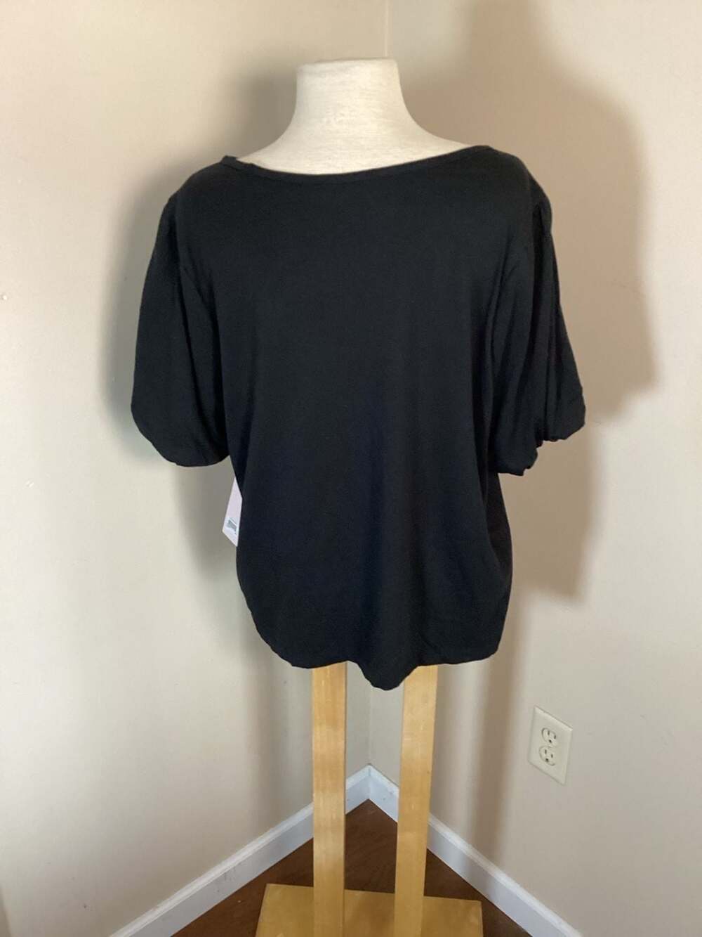 Rachel Parcell Black Puff Sleeve Knit Top XXL - Thumbnail 2