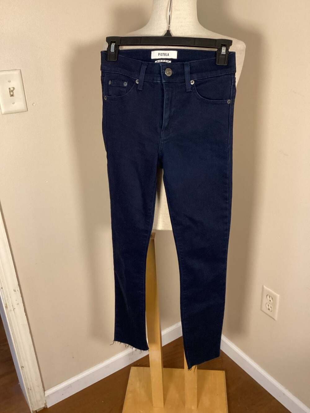 Pistola Women's Dark Wash Skinny Jeans with Raw Hem Size 24 - Thumbnail 4