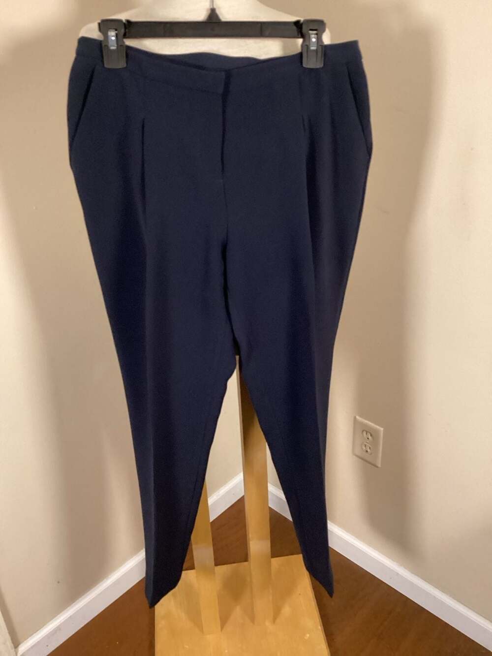 Ellen Tracy Navy Blue Slim Leg Ankle Trousers Size 8 - Thumbnail 5