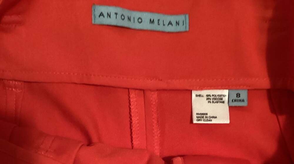 Antonio Melani Red High-Waisted Belted Wide Leg Pants Size 8 - Thumbnail 2