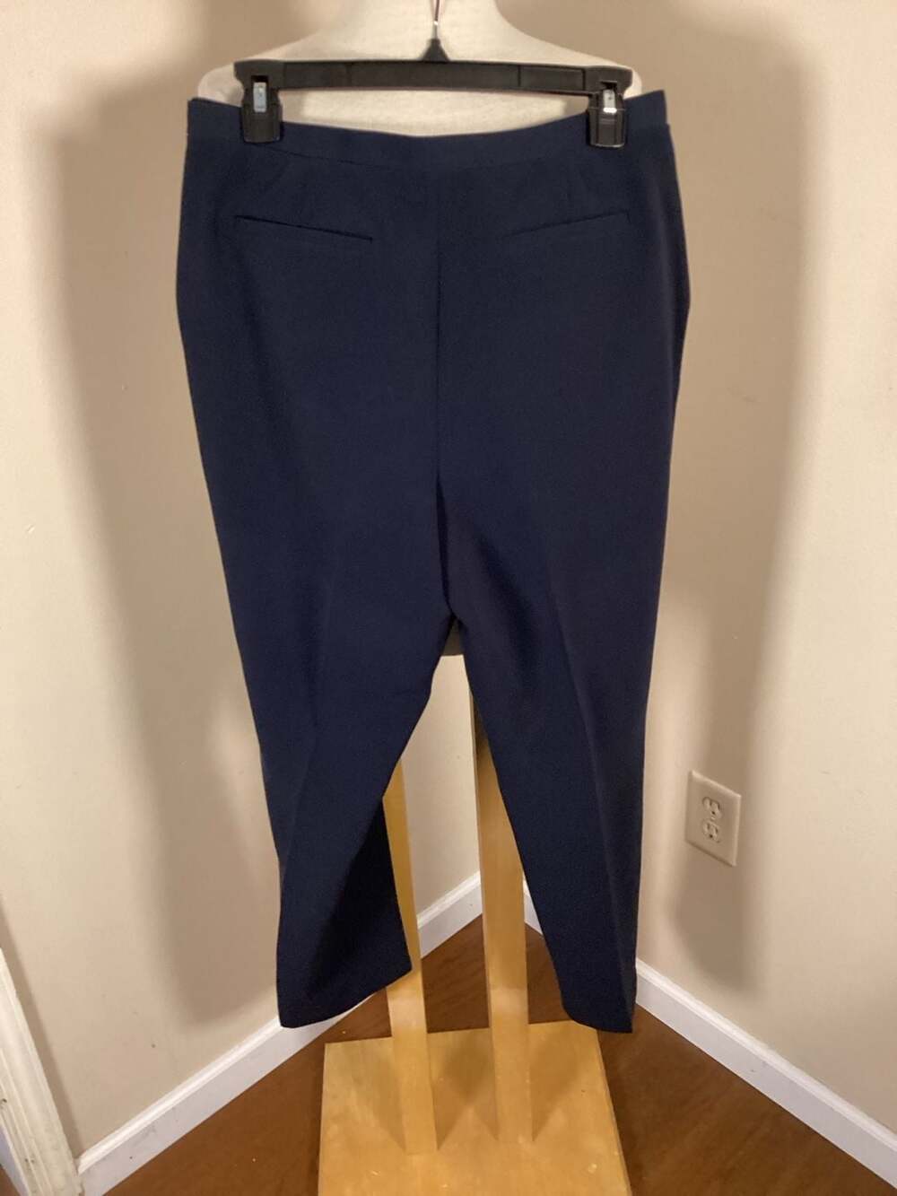Ellen Tracy Navy Blue Slim Leg Ankle Trousers Size 8 - Thumbnail 2