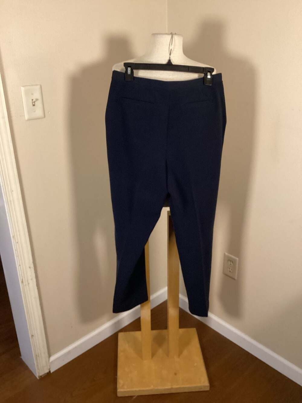 Ellen Tracy Navy Blue Slim Leg Ankle Trousers Size 8 - Thumbnail 4