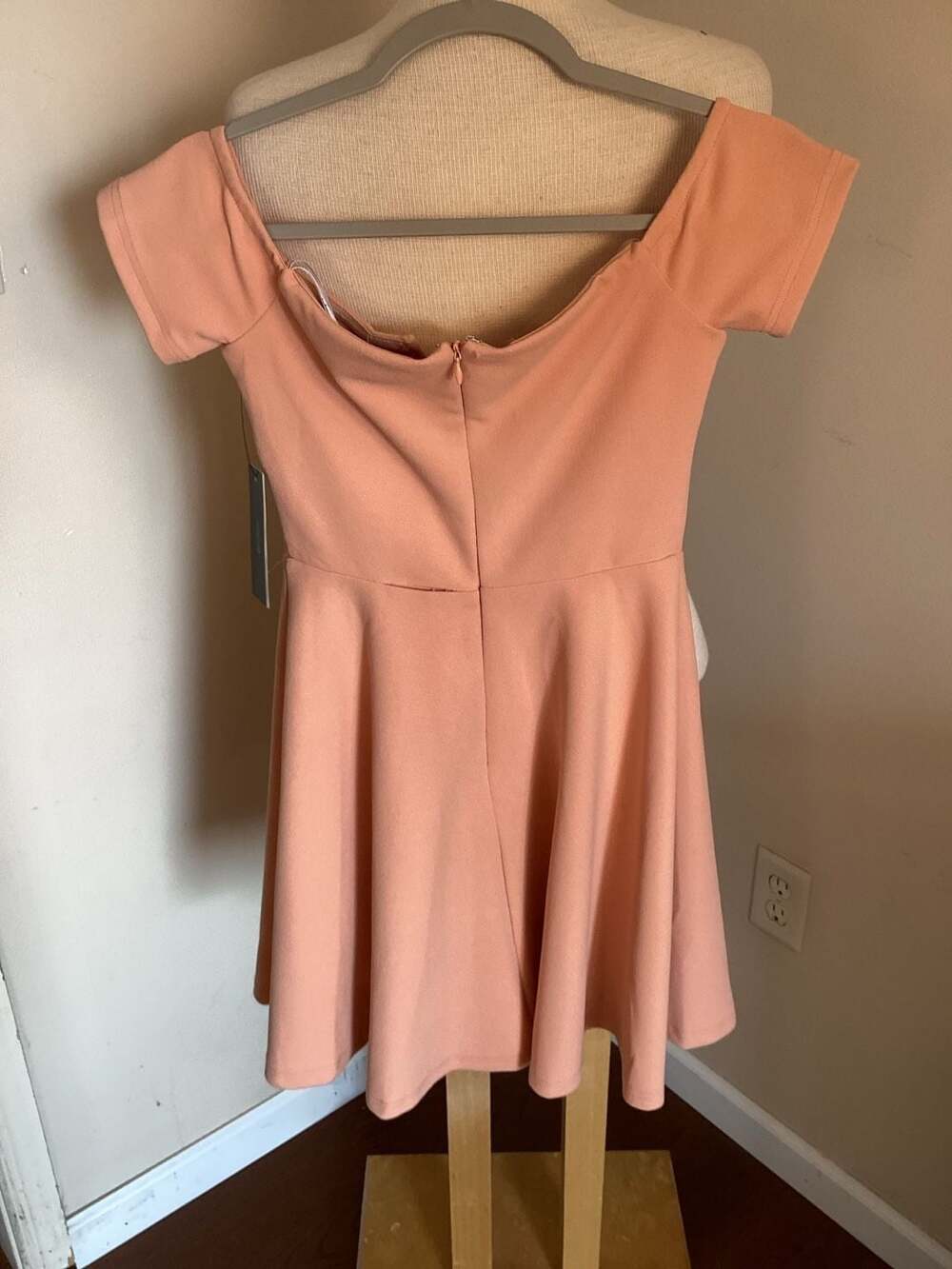 Lulus Heart Strings Peach Off-the-Shoulder Skater Dress - Thumbnail 2