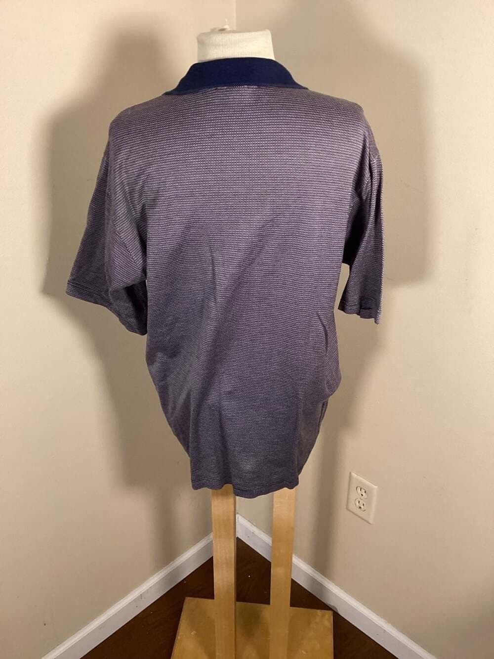 Emme Uno Made in Italy Men's Purple Micro-Houndstooth 100% Cotton Short Sleeve P - Thumbnail 3
