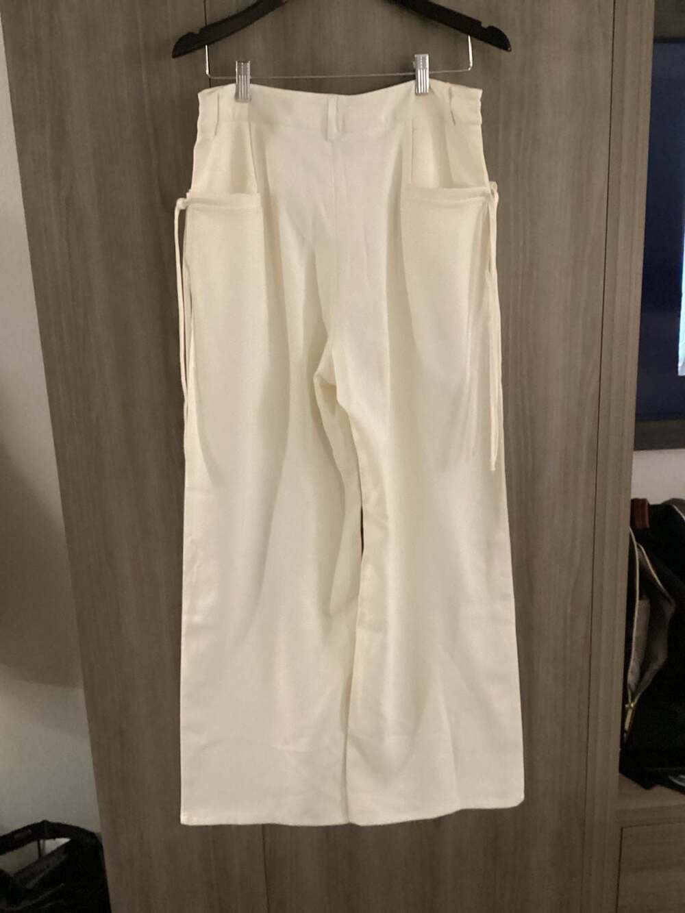 Princess Polly Hosanna High Rise Wide Leg Tie Detail Pants in Cream - Thumbnail 2