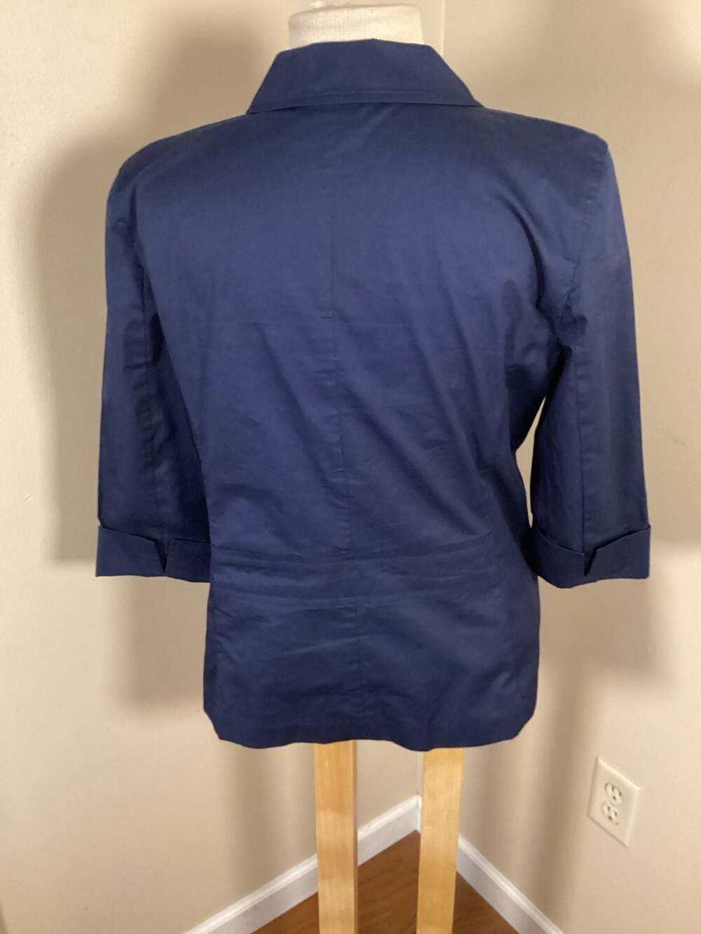 Charter Club Women's Navy Blue 3/4 Sleeve Cotton Utility Blazer Jacket Size L - Thumbnail 2