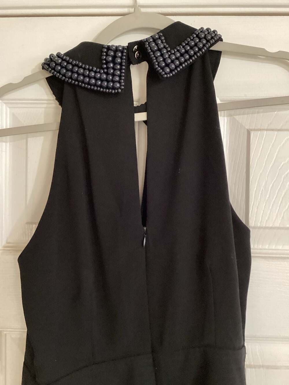 Anthropologie Elevenses Black Coraline Beaded Collar Wide Leg Jumpsuit - Thumbnail 4