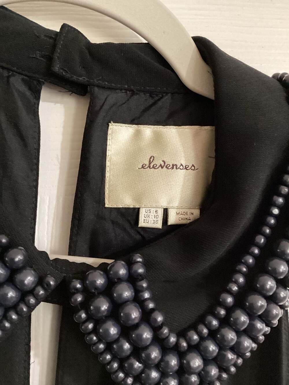 Anthropologie Elevenses Black Coraline Beaded Collar Wide Leg Jumpsuit - Thumbnail 2