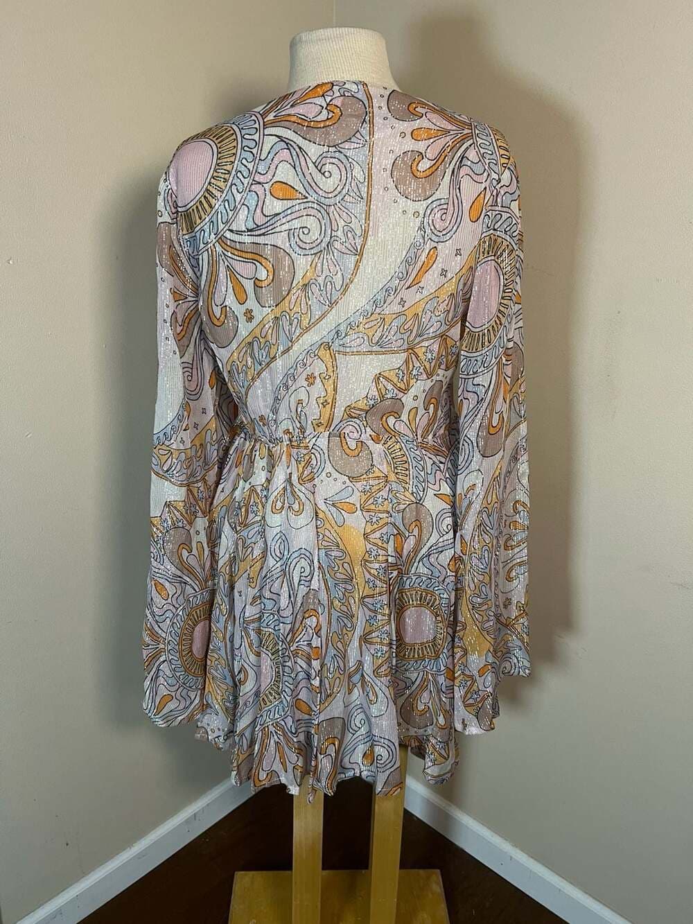 Sundress Indiana Paisley Lurex Metallic Mini Dress Size M/L - Thumbnail 2