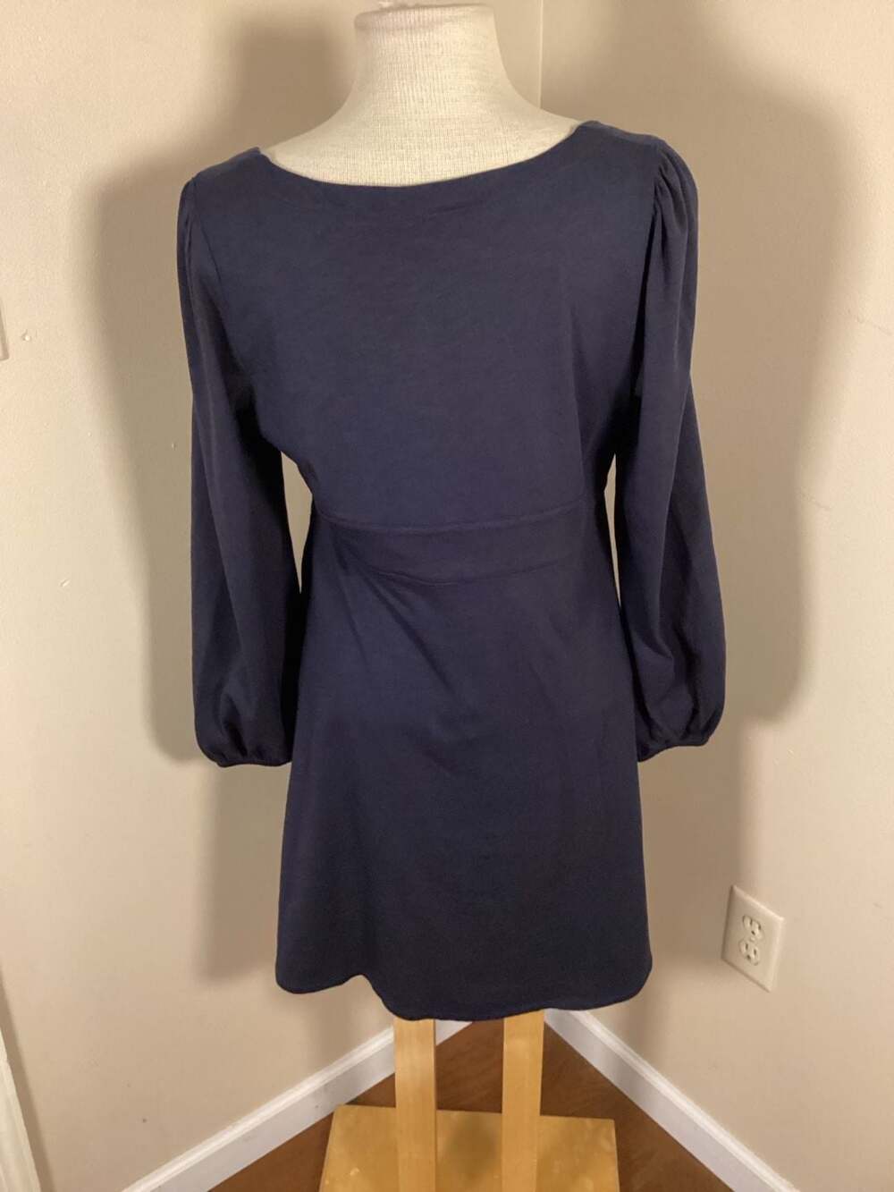 Boden Sabina Navy Blue Cotton Jersey Button Front Scoop Neck Long Sleeve Tunic D - Thumbnail 2