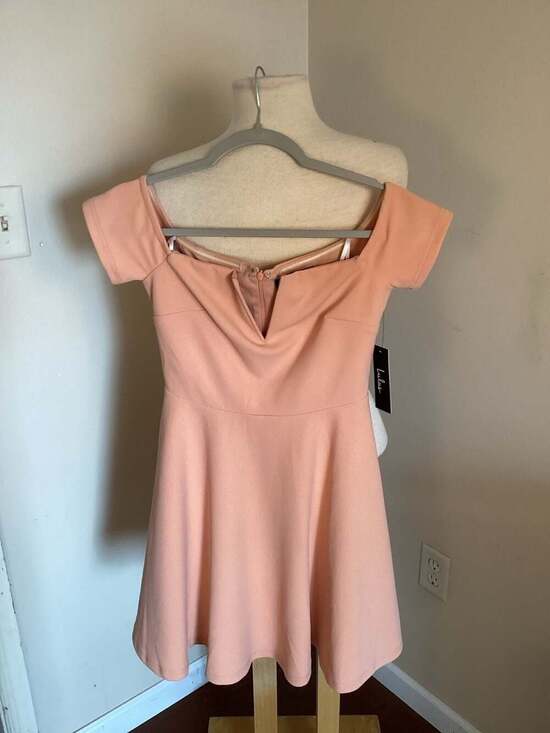 Lulus Heart Strings Peach Off-the-Shoulder Skater Dress - Thumbnail 5