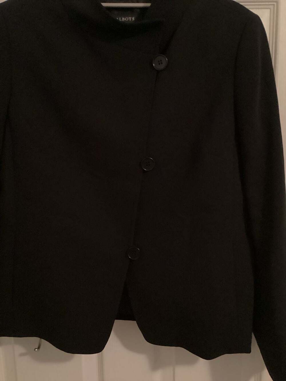 Talbots Petites Black Asymmetrical Button Front Jacket Size 12P - Thumbnail 4