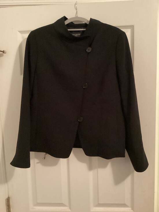 Talbots Petites Black Asymmetrical Button Front Jacket Size 12P - Thumbnail 6