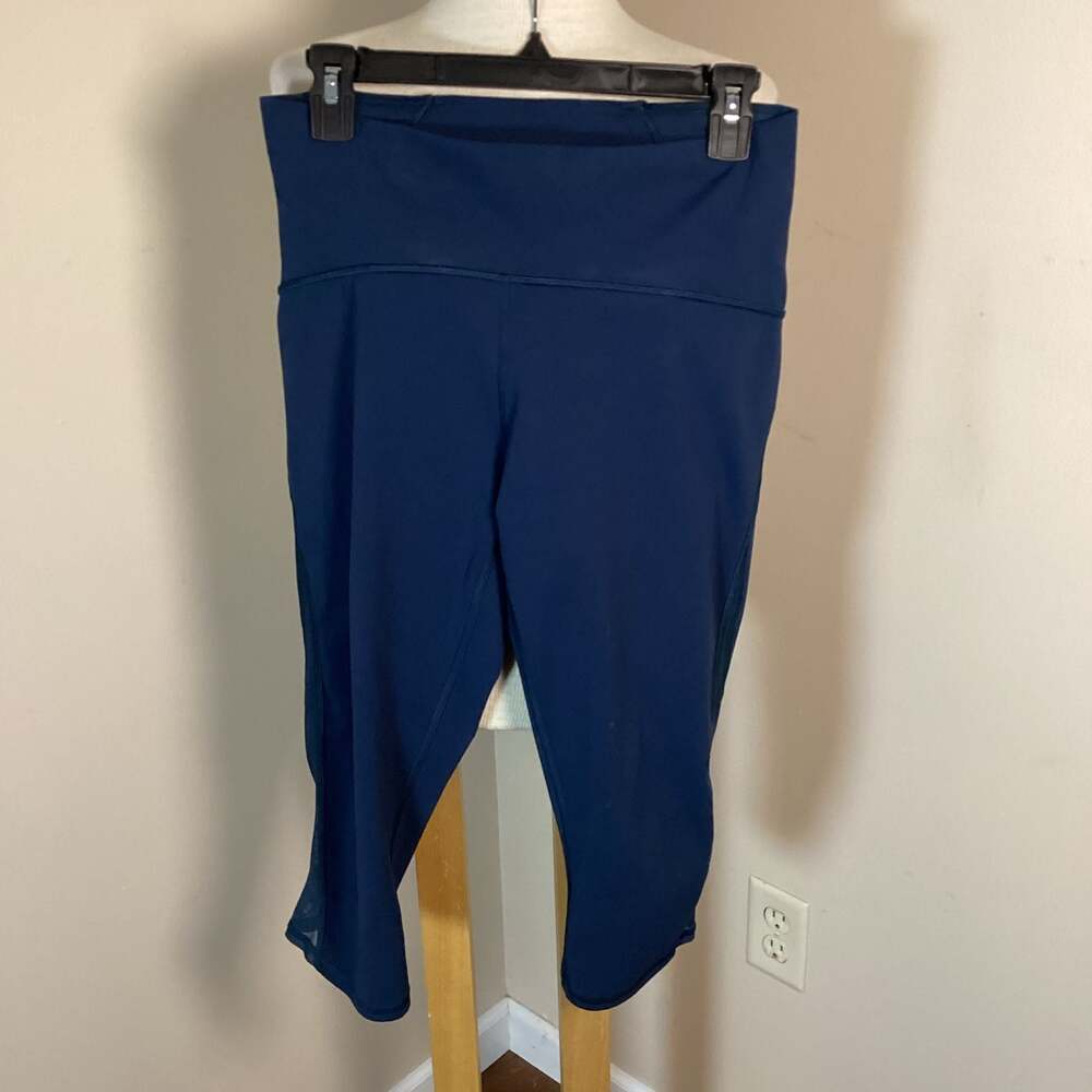 Lululemon Mesh Panel Crop Leggings Navy Blue Size 10 - Thumbnail 2