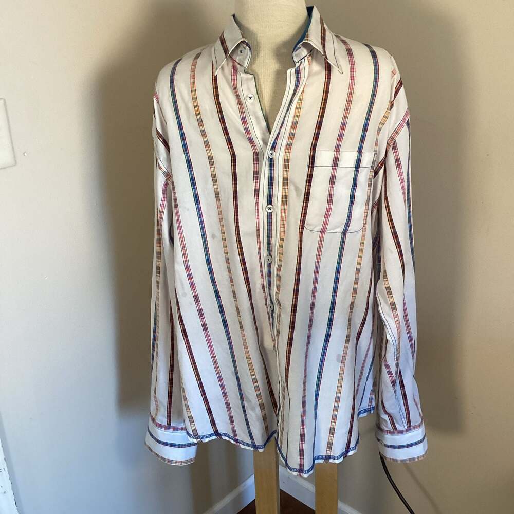 Georg Roth Los Angeles Men's XL Multicolor Striped Button Down Shirt - Thumbnail 3