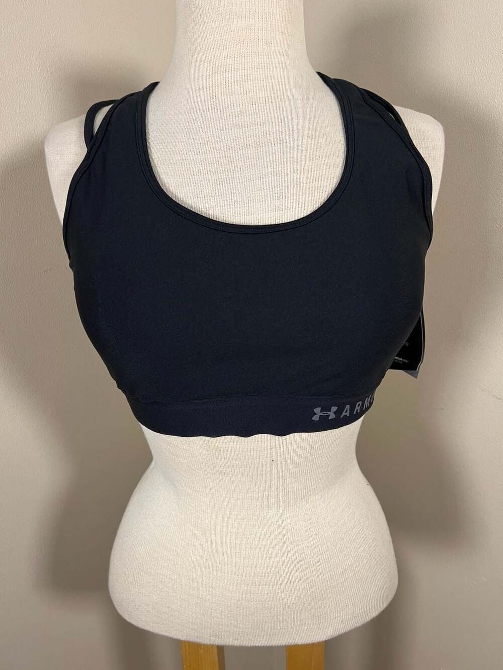 Under Armour Women's Mid Crossback Strappy Sports Bra - Black - Thumbnail 3