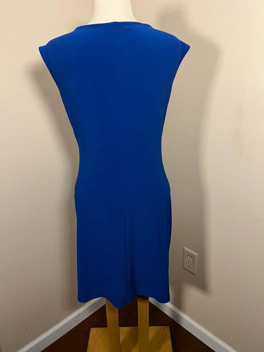 Lauren Ralph Lauren Cobalt Blue Cowl Neck Side Ruched Cocktail Sheath Dress - Thumbnail 3