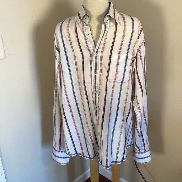 Georg Roth Los Angeles Men's XL Multicolor Striped Button Down Shirt - Thumbnail 4