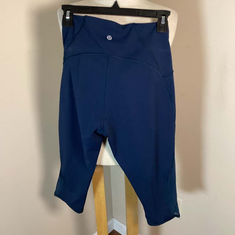 Lululemon Mesh Panel Crop Leggings Navy Blue Size 10 - Thumbnail 5