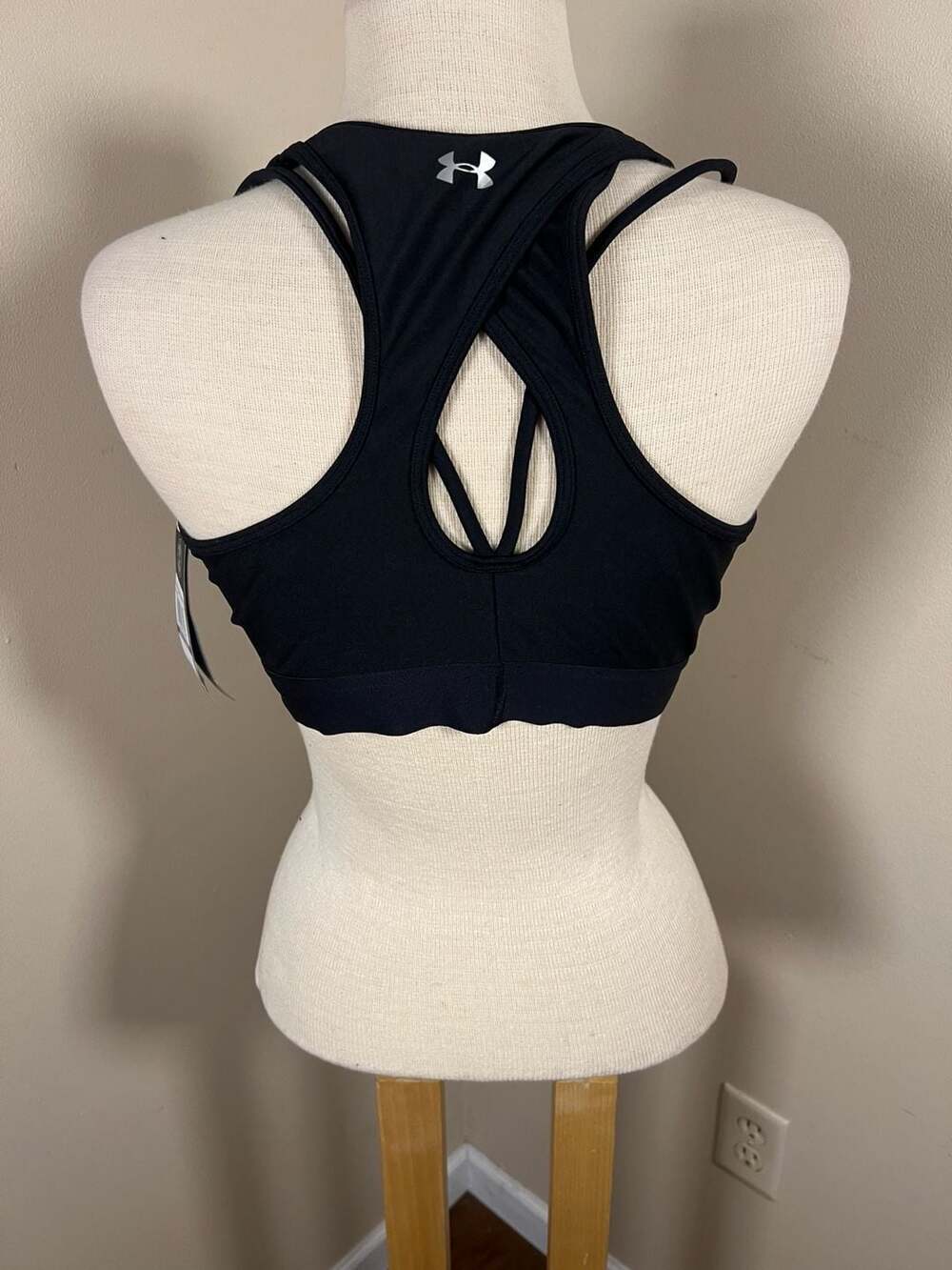 Under Armour Women's Mid Crossback Strappy Sports Bra - Black - Thumbnail 2
