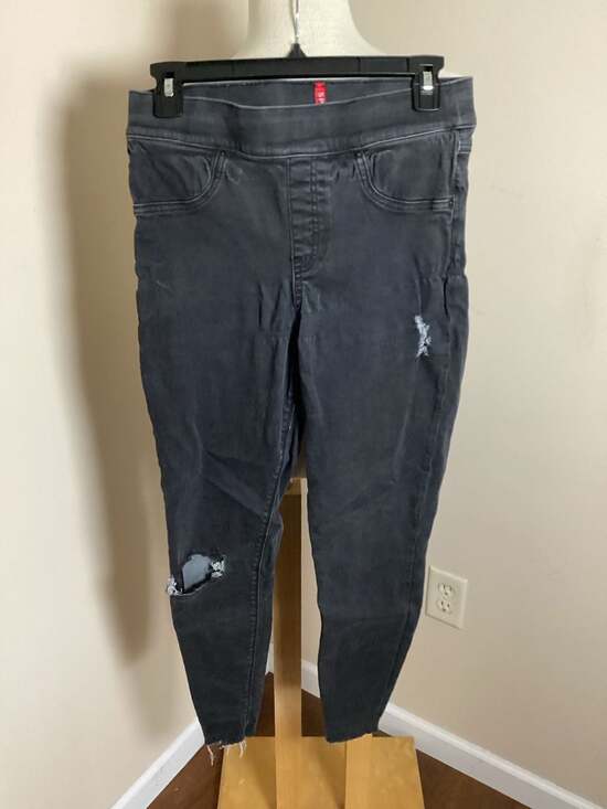 Spanx Distressed Black Denim Leggings Size M - Thumbnail 4