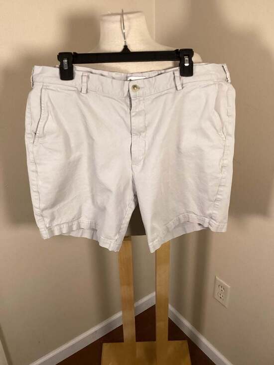 Peter Millar Men's White Flat Front Cotton Sateen Shorts Size 38 - Thumbnail 4