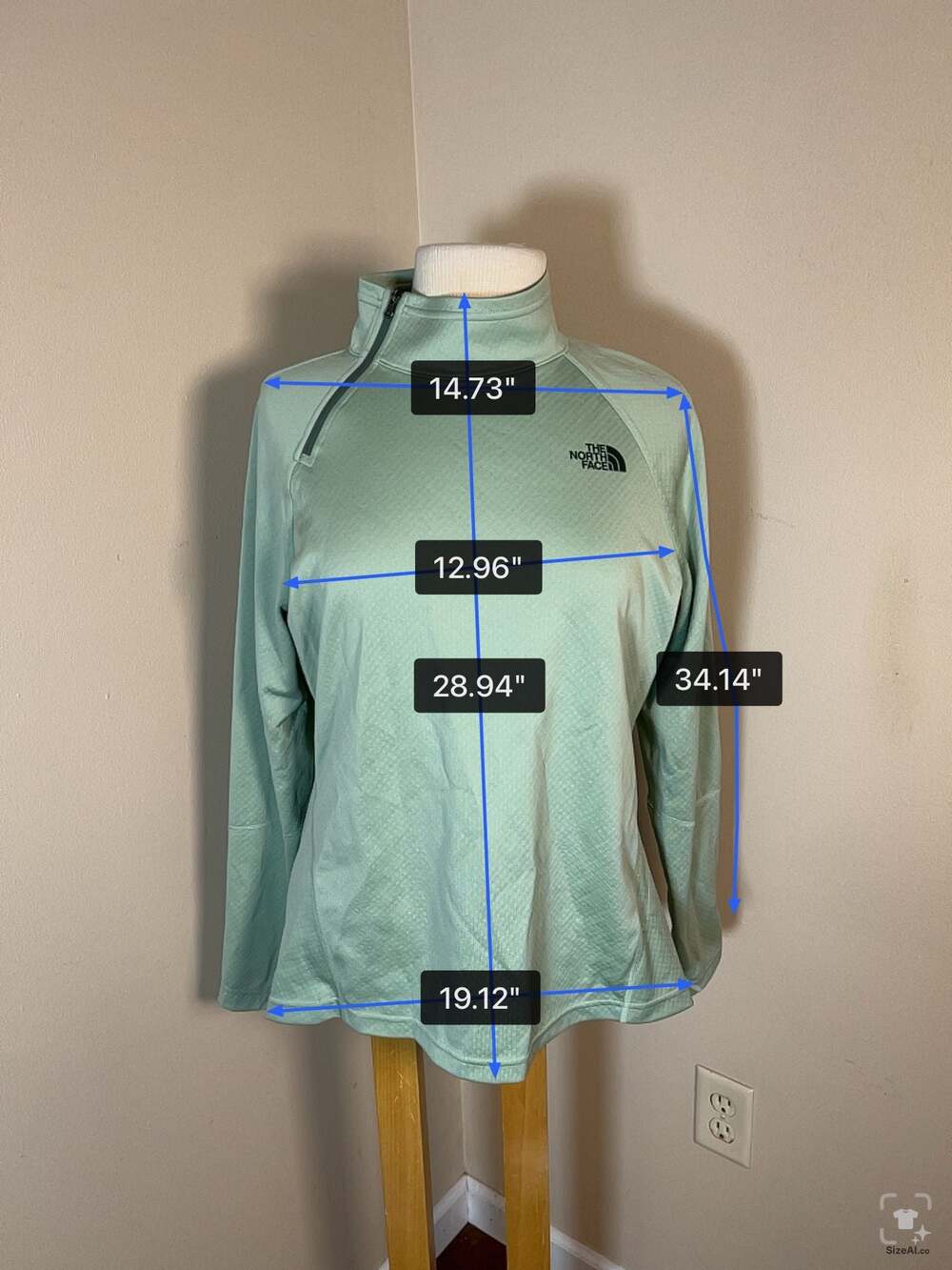 The North Face Women's Asymmetrical Zip Pullover Light Green Size L/G - Thumbnail 3