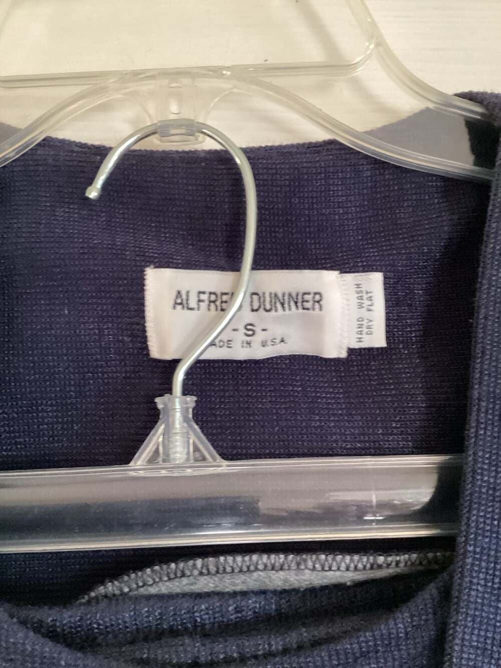 Alfred Dunner 2-Piece Ribbed Knit Cardigan Pants Set in Navy Blue - Thumbnail 2