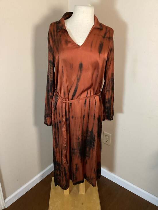 Bella Dahl Tie-Dye Long Sleeve Midi Shirt Dress Size M - Thumbnail 4
