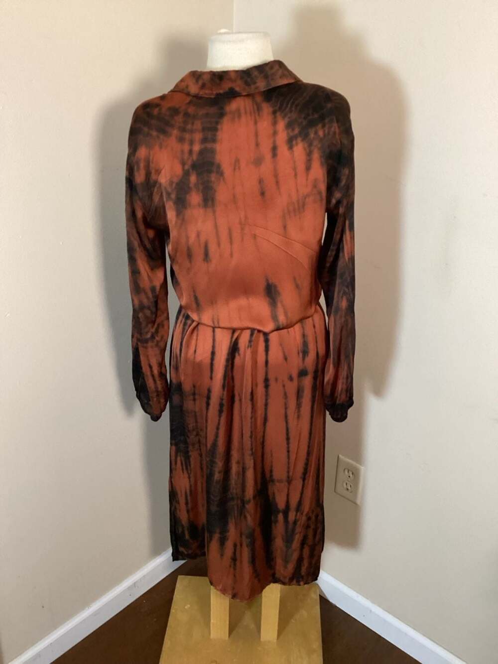 Bella Dahl Tie-Dye Long Sleeve Midi Shirt Dress Size M - Thumbnail 2
