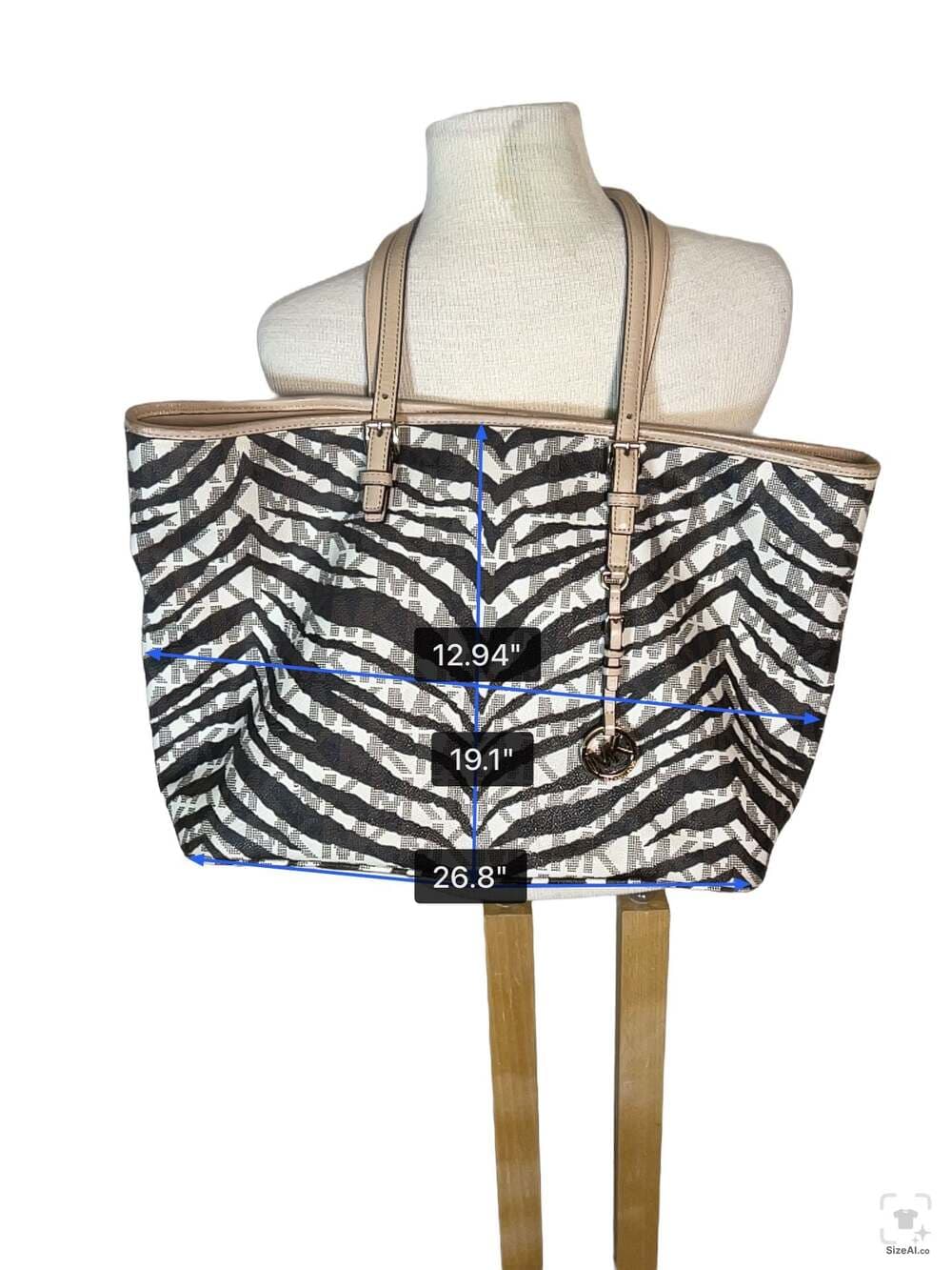 Michael Kors Zebra Print Logo Tote Bag - Thumbnail 6