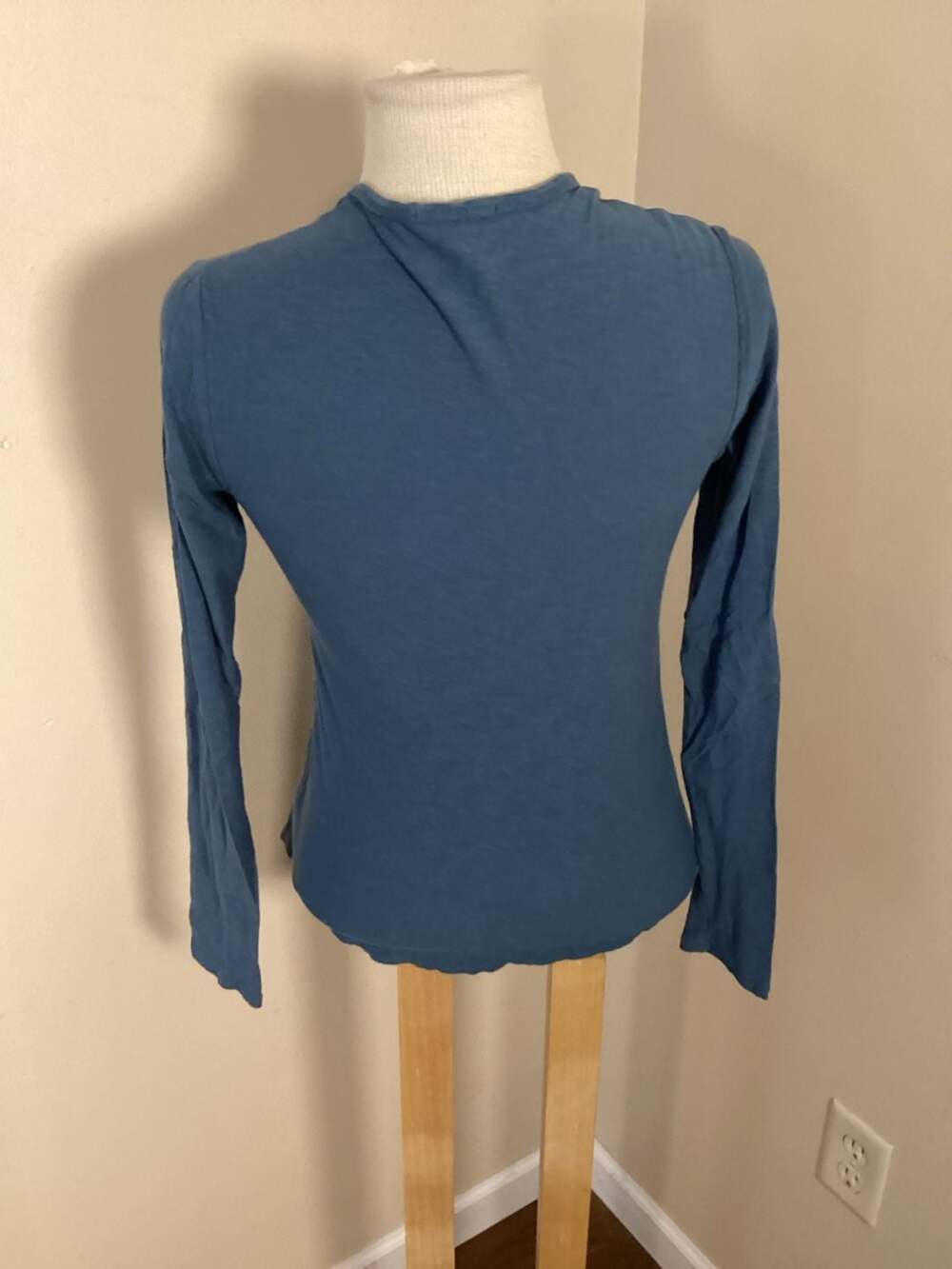 James Perse Standard Women's Blue Cotton Slub Long Sleeve Crew Neck Tee Size 0 - Thumbnail 2