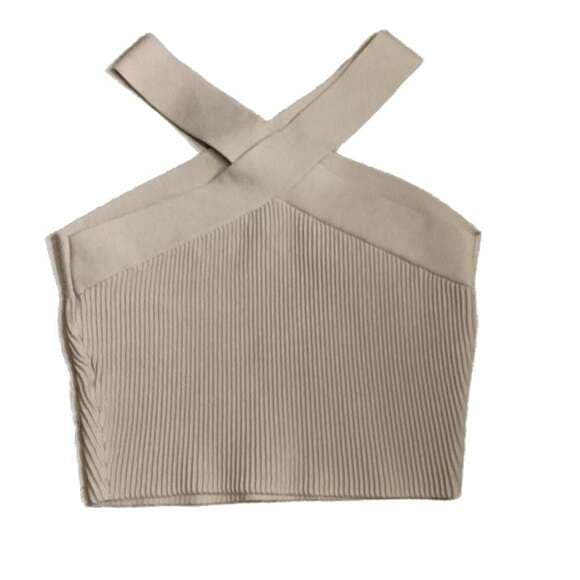 Babaton Ribbed Crisscross Halter Crop Top Size S - Thumbnail 4