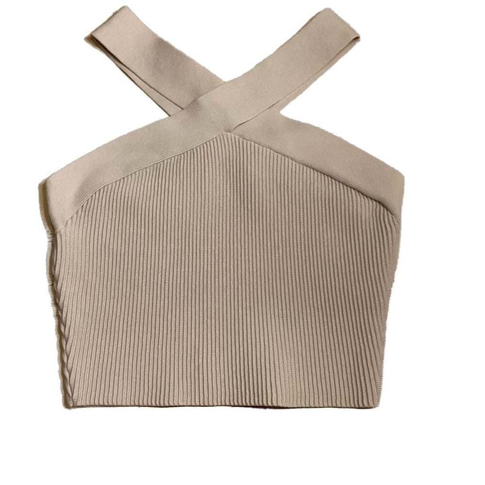 Babaton Ribbed Crisscross Halter Crop Top Size S - Thumbnail 2