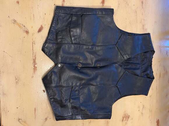 Vintage Harley-Davidson Motorcycles Black Leather Biker Vest with Back Patch - Thumbnail 5