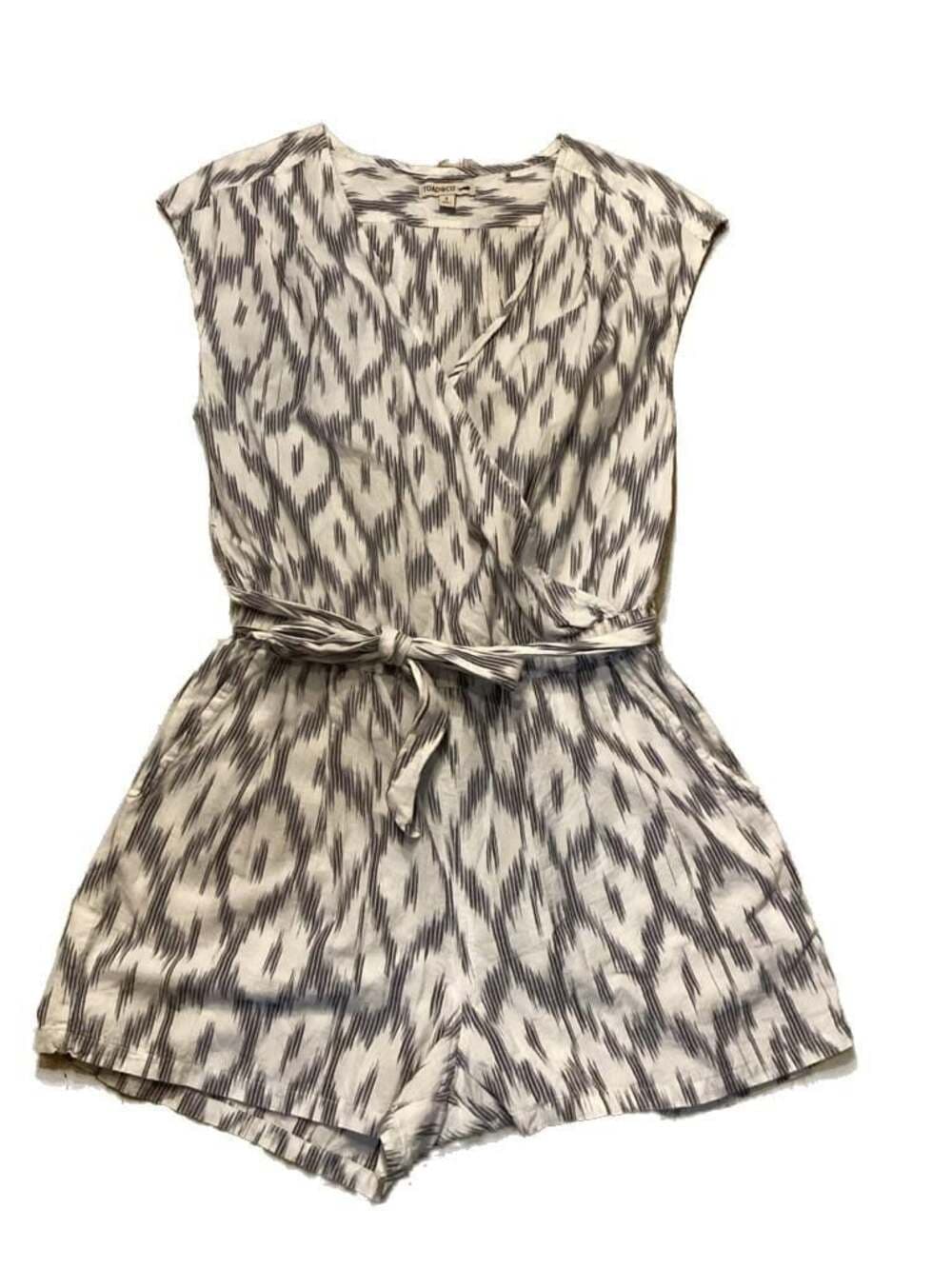 Toad&Co Women's Size S Ikat Print Wrap Romper - Thumbnail 4
