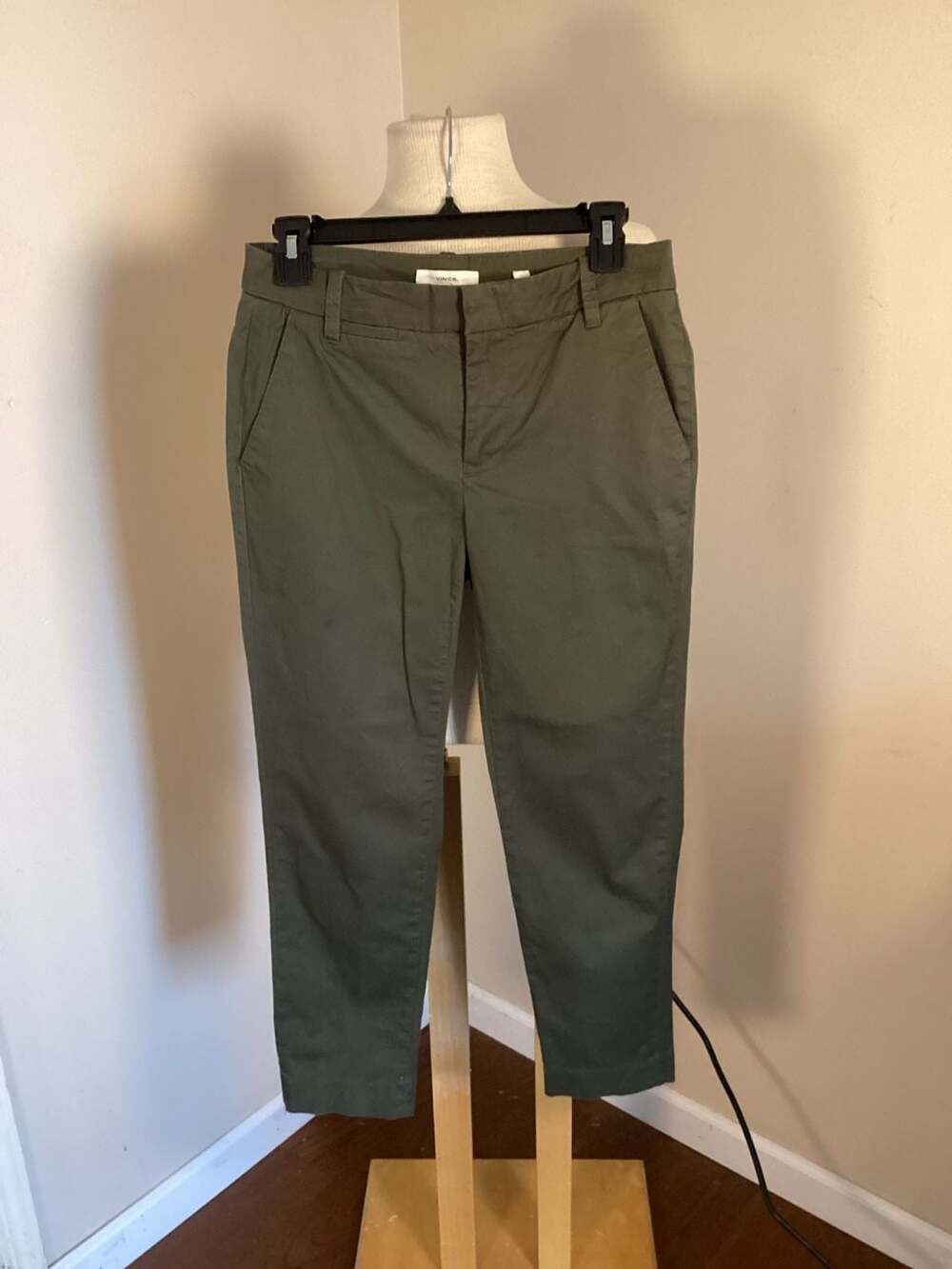 Vince Women's Green High Rise Tapered Chino Pants Size 2 - Thumbnail 3
