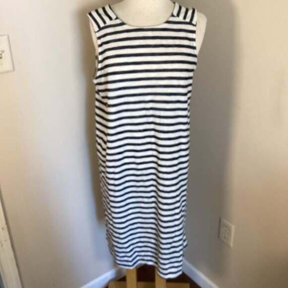 Caslon Striped V-Neck Button-Back Sleeveless Tank Dress Size L - Thumbnail 4