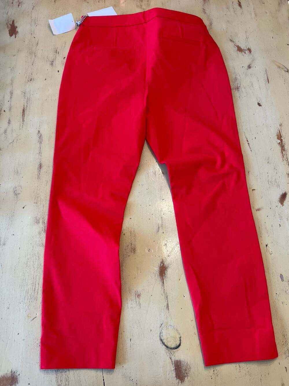 1901 Nordstrom Women's Bright Red Stretch Straight Leg Ankle Pants Size 12 - Thumbnail 2